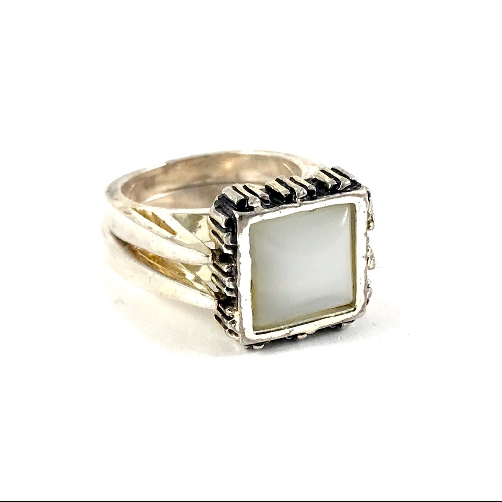 Silver Double Reversible Chrysoberyl Ring Size 7.5